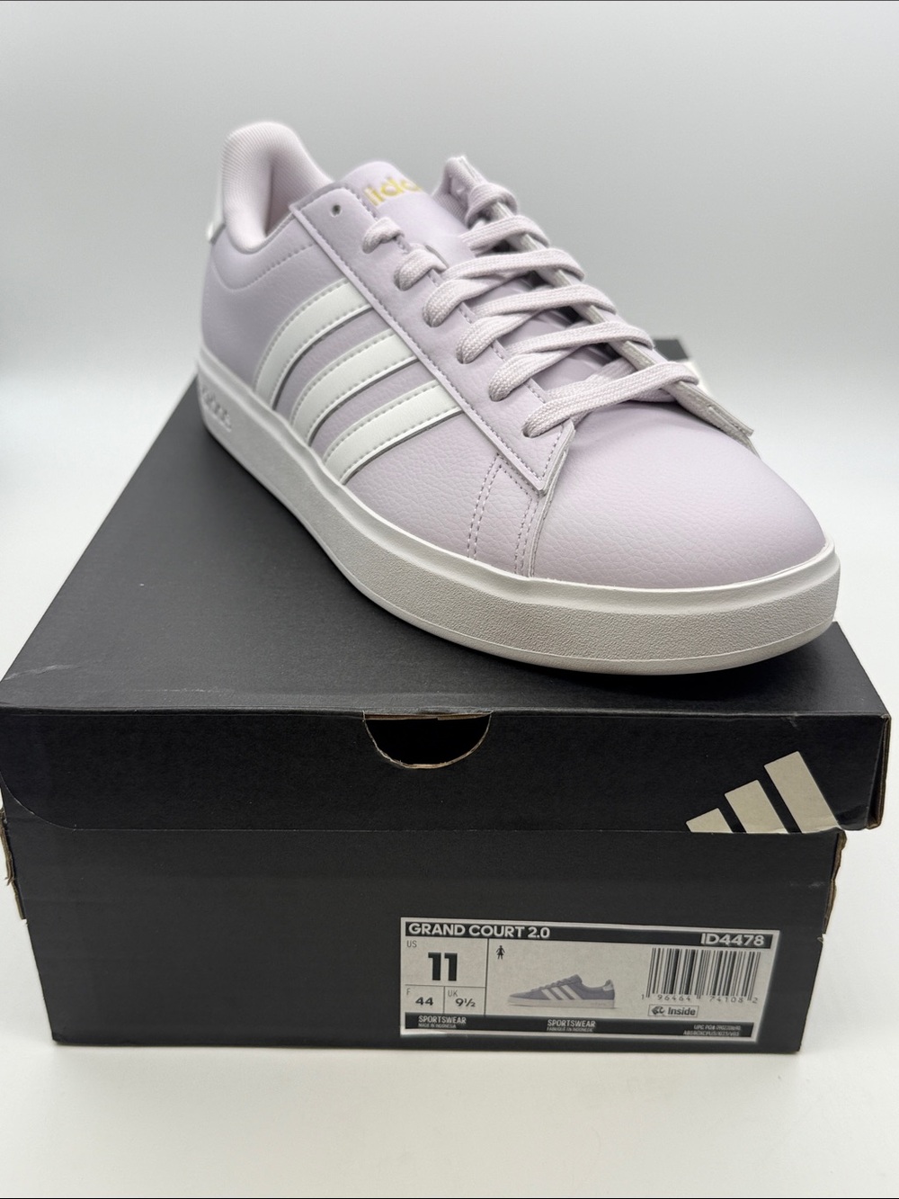adidas Women’s Lilac and White Grand Court Sneaker